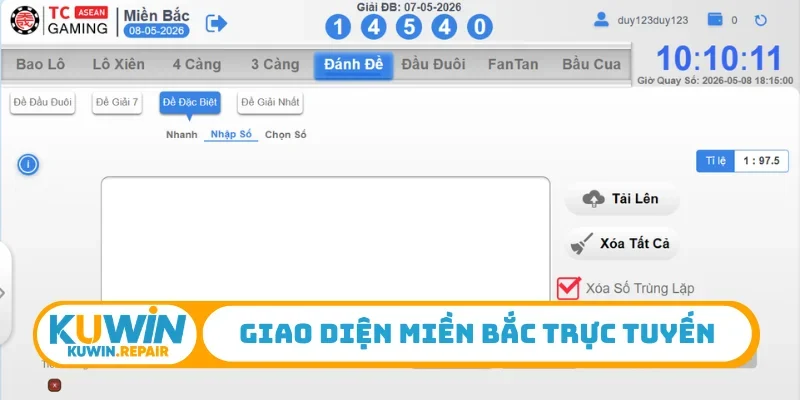 Giao diện miền Bắc trực tuyến